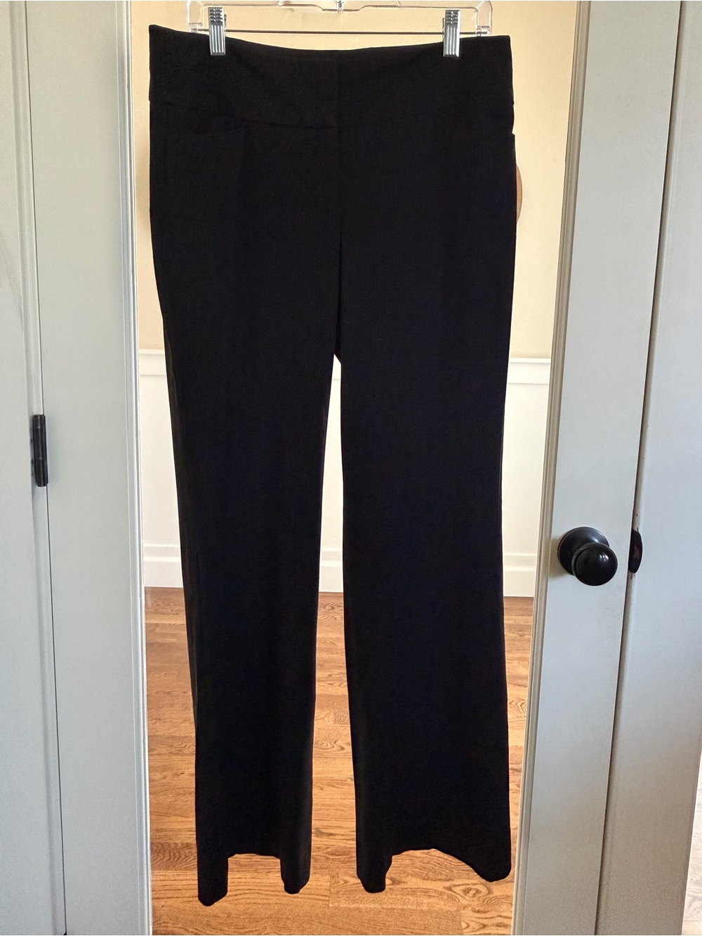 Express Black pinstriped Wide-Leg Ponte Knit Pants
